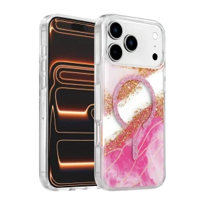 BUĞZ Onegif  İphone 17 Pro Max/18 Pro Max Lotus Simli Magsafe Kapak - Pembe