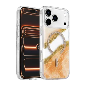 BUĞZ Onegif  İphone 17 Pro Max/18 Pro Max Lotus Simli Magsafe Kapak - Turuncu