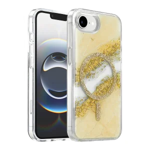 BUĞZ Onegif  İphone 17e Lotus Simli Magsafe Kapak - Gümüş