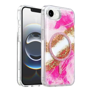 BUĞZ Onegif  İphone 17e Lotus Simli Magsafe Kapak - Pembe