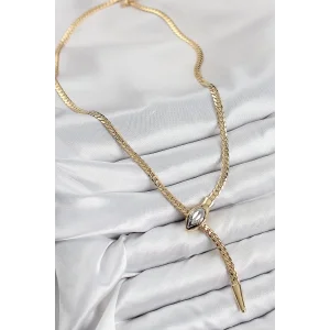 BUĞZ Pirinç Asansörlü Yılan Model Gold Renk Kadın Kolye - BUĞZ