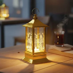 BUĞZ Ramazan Temalı Gold Kare Kubbe LED Lamba