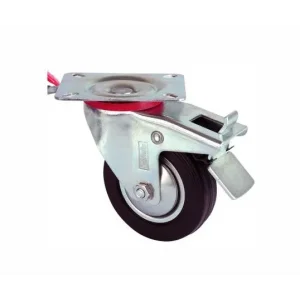 BUĞZ Servis Tekeri - Tablalı Frenli Siyah Döner - Çap 100 Mm