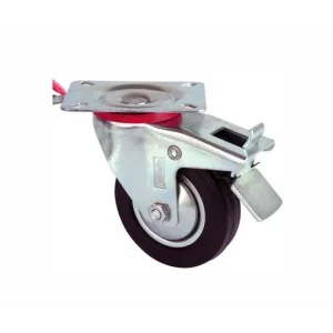 BUĞZ Servis Tekeri - Tablalı Frenli Siyah Döner - Çap 150 Mm