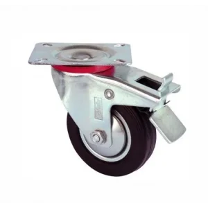 BUĞZ Servis Tekeri - Tablalı Frenli Siyah Döner - Çap 80 Mm