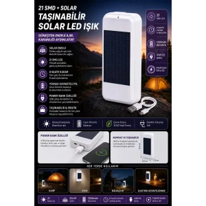 BUĞZ Taşınabilir Solar Led Power Bank