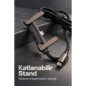 BUĞZ Telefon Standlı Şarj Kablosu Katlanabilir Metal Kollu - BUĞZ