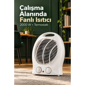 BUĞZ Termostatlı ve Devrilme Emniyetli Beyaz Fanlı Isıtıcı - BUĞZ