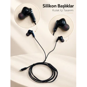 BUĞZ Type C Kablolu Kulak İçi Kulaklık Mikrofonlu ve Kumandalı - BUĞZ