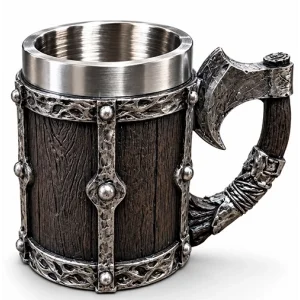 BUĞZ Viking Balta Kulplu 3d Paslanmaz Çelik Kupa Bardak Alk6263