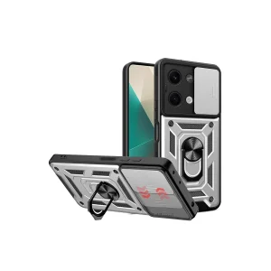 BUĞZ Xiaomi Poco X6 Kılıf Pars Lens Yüzüklü Silikon - Gümüş