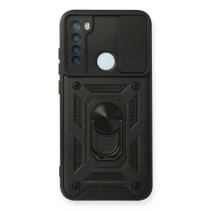 BUĞZ Xiaomi Redmi Note 8 Kılıf Pars Lens Yüzüklü Silikon - Siyah