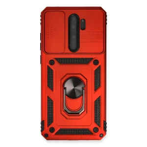 BUĞZ Xiaomi Redmi Note 8 Pro Kılıf Pars Lens Yüzüklü Silikon - Kırmızı