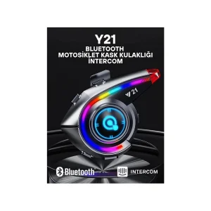 BUĞZ Y21 Rgb Işık Efektli Intercom Bluetooth Motosiklet Kask Kulaklığı Intercom Kulaklık