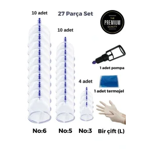 Hacamat Seti 27li Canlandırıcı Selülit Ve Çatlak Giderici Kupa Çekme Vakumlu Masaj Aleti - Hacamat Seti
