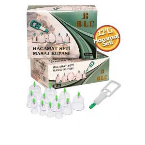 Hacamat Seti 12 Parça Hacamat Kupa Çekme Seti - Vakumlu Masaj Aleti Seti