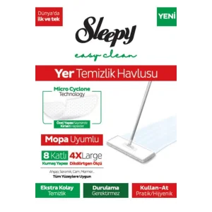 Havlu Sleppy Easy Clean Beyaz Sabun Katkılı Mopa Uyumlu Yer Temizlik Havlusu 50 Li