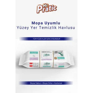 Havlu Premium Mandallı Mop Uyumlu Yer Temizlik Havlusu Beyaz Sabun Kokulu İz Bırakmaz Temizlik 40 Yaprak
