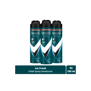 Kol Saati Men Erkek Sprey Deodorant Invisible Ice Fresh 72 Saat Kesintisiz Üstün Koruma 150 ml X3