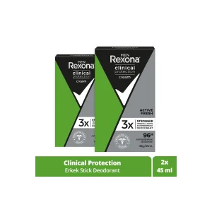 Kol Saati Men Clinical Protection Stick Deodorant Active Fresh 96 Saate Kadar Koruma 45 ml X2 Adet