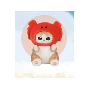 Oyuncak Mofusand kırmızı balık şapkalı kedi peluş oyuncak 25cm mofusand seri kedi peluş uyku arkadaşı