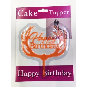 BUĞZ Happy Birthday Yazılı Turuncu Dallı Pasta Kek Çubuğu