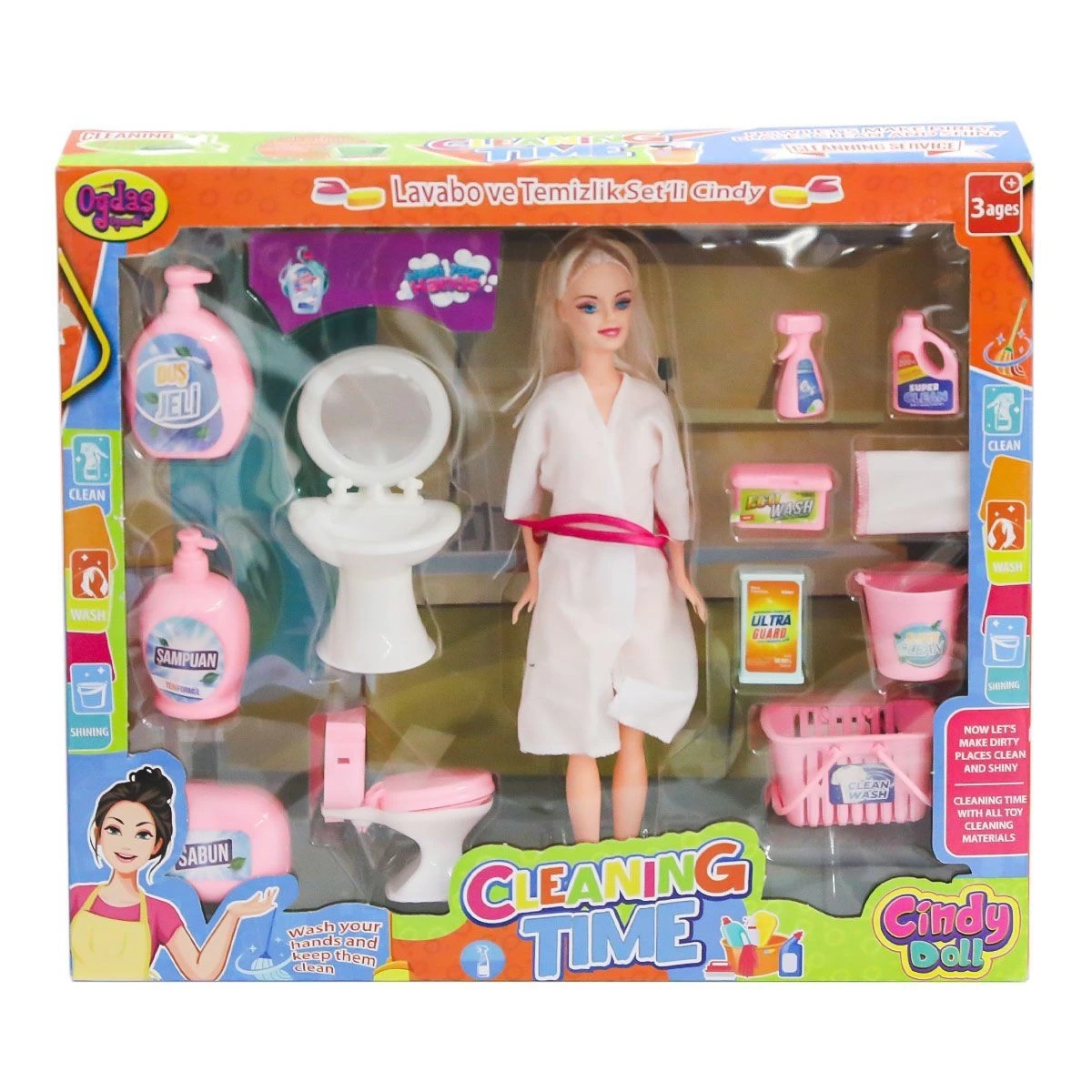 BUĞZ 02452 Cindy Doll Bebek Lavabo ve Temizlik Seti