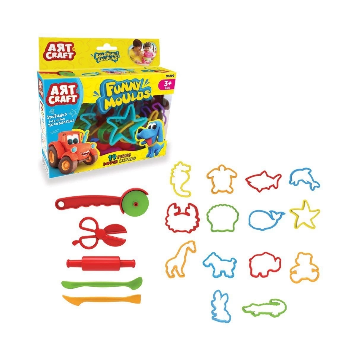 BUĞZ 03299 , Art Craft Eğlenceli Kalıplar 19 Parça / +3 yaş