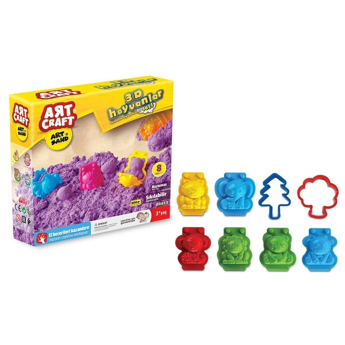 BUĞZ 03612 , Artsand 3D Hayvanlar Kum Seti 500 gr / +3 yaş