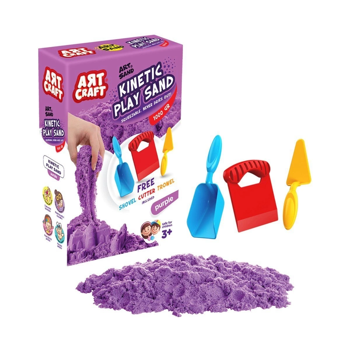 BUĞZ 03694 , Aksesuarlı Mor Kinetik Oyun Kumu 1000 gr