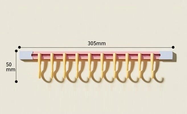 BUĞZ 10 Kancalı Raylı Mutfak ve Banyo Düzenleyici Askı 30 cm