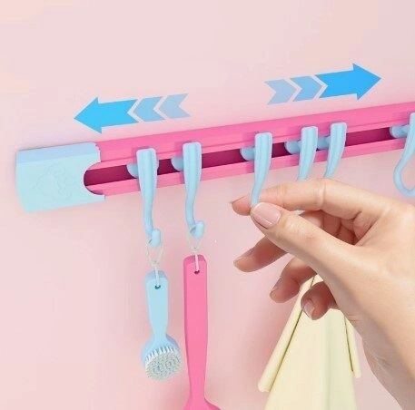 BUĞZ 10 Kancalı Raylı Mutfak ve Banyo Düzenleyici Askı 30 cm