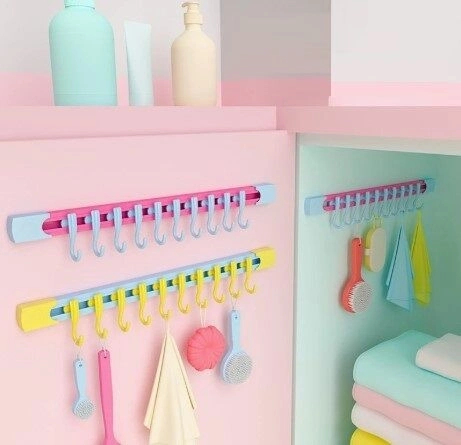 BUĞZ 10 Kancalı Raylı Mutfak ve Banyo Düzenleyici Askı 30 cm
