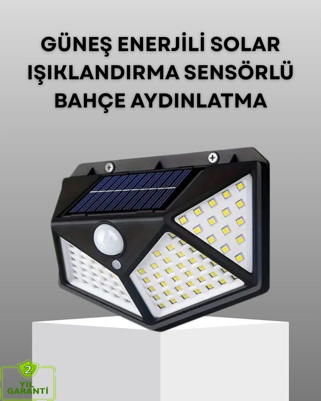 BUĞZ 100 LED Solar Lamba Hareket Algılamalı Bahçe Duvar Dış Mekan Aydınlatma