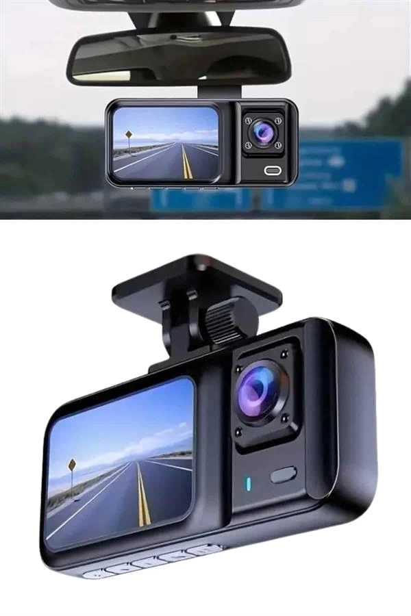 BUĞZ 1080p Sürüş Kaydedici 2 İnç Araç Araba Ön İç Arka DVR IPS Ekran