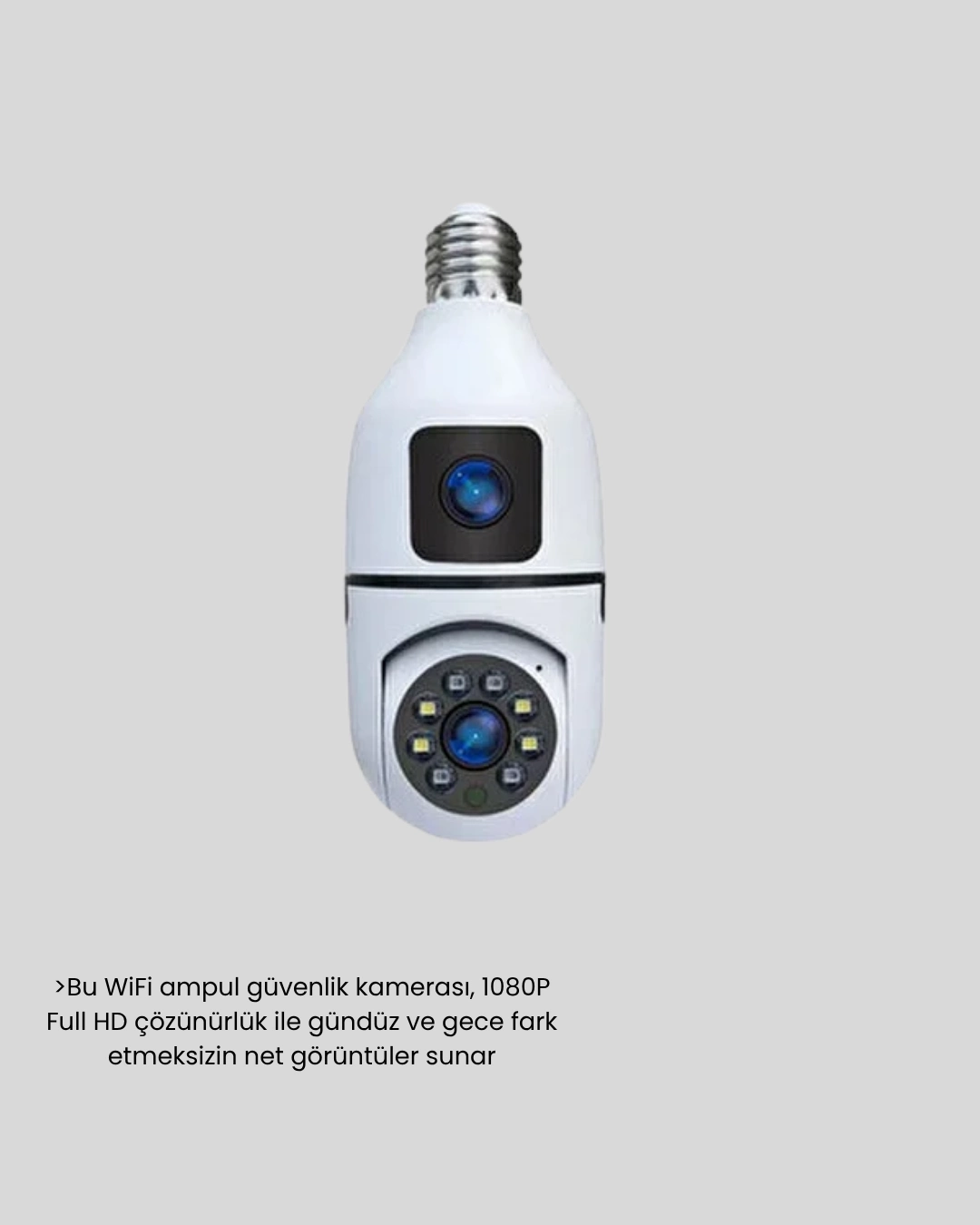 BUĞZ 1080P WiFi Ampul Kamera Uzaktan Erişimli Hareket Sensörlü Gece Görüşlü