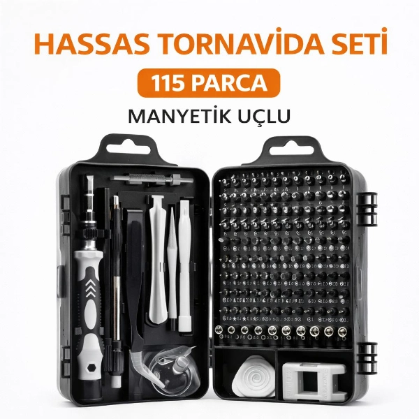BUĞZ 115 PARÇA MANYETİK UÇLU HASSAS TORNAVİDA SETİ