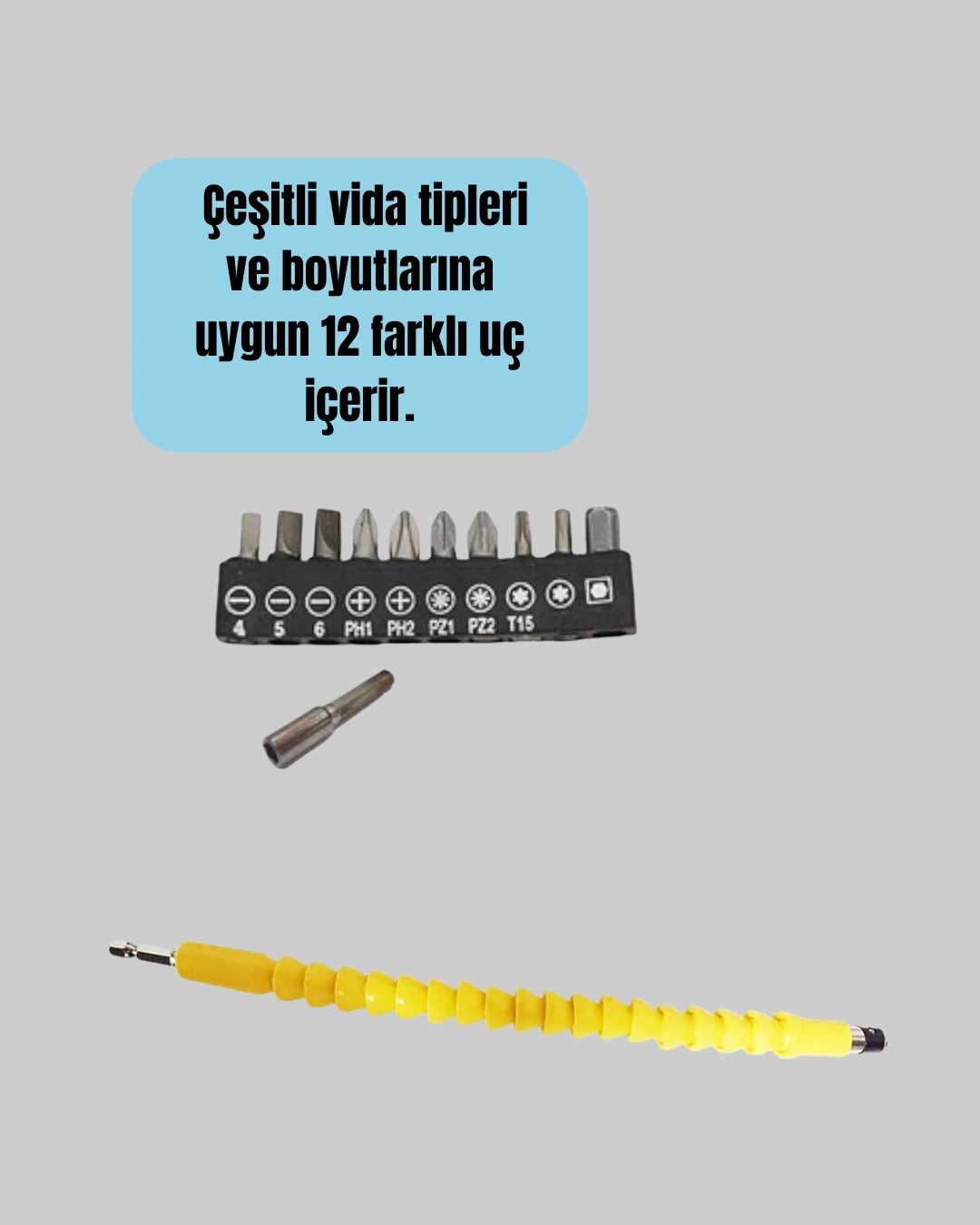 BUĞZ 12 Parça Akrobat Vidalama Uç Seti Esnek Dar Alan Kullanım