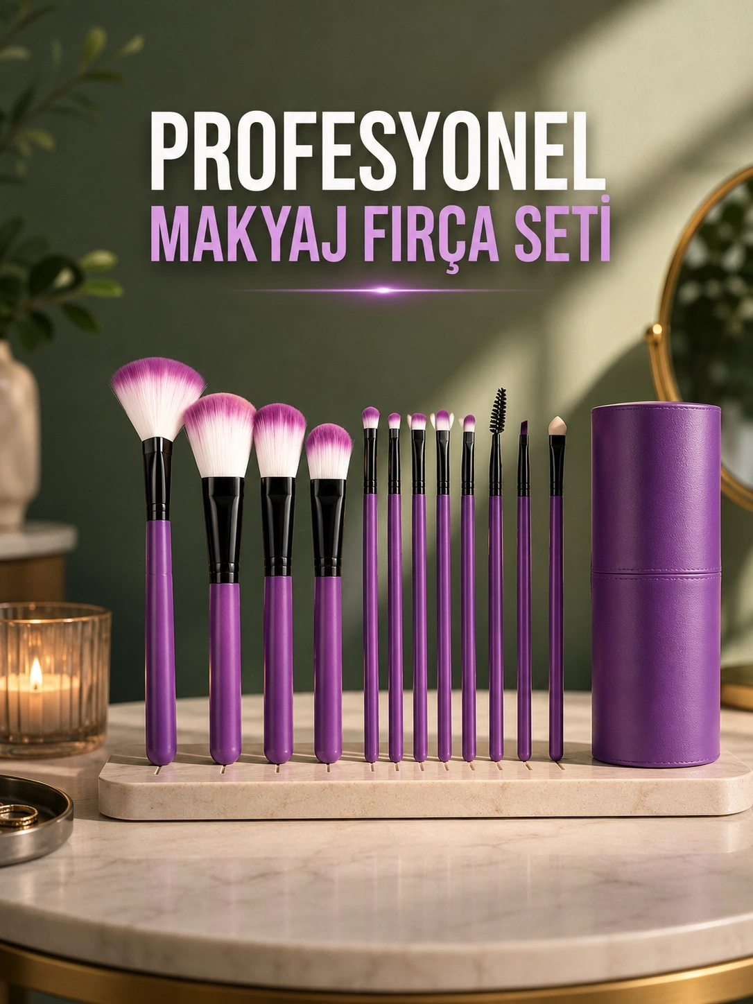 BUĞZ 12 PARÇA PROFESYONEL MAKYAJ FIRÇA SETİ