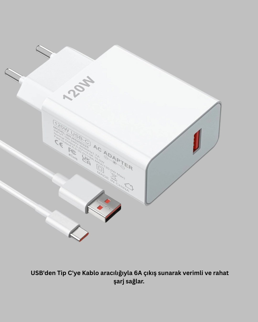 BUĞZ 120 Watt Type C Şarj Başlığı Poco X3 X4 X5 Pro Uyumlu