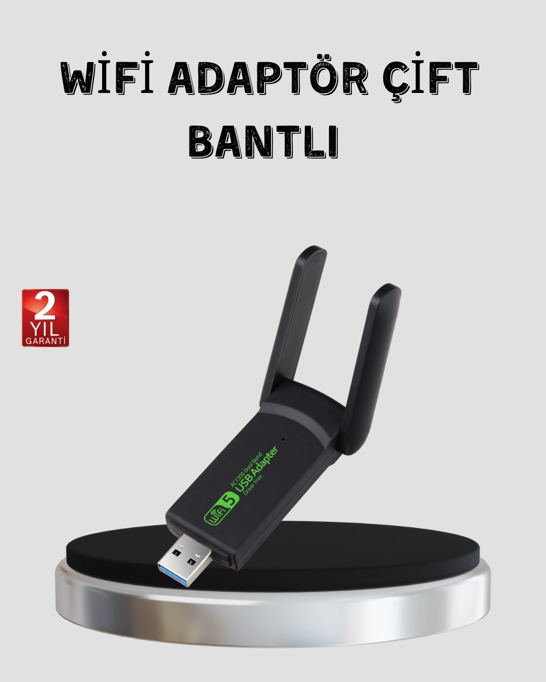 BUĞZ 1200 Mbps Dual Band WiFi Adaptör – 5.8G & 2.4G Çift Antenli