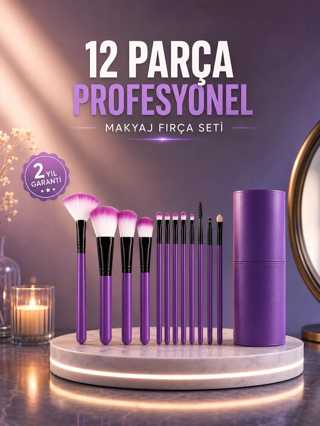 BUĞZ 12’li Profesyonel Makyaj Fırça Seti Ultra Yumuşak Sentetik Kıllı