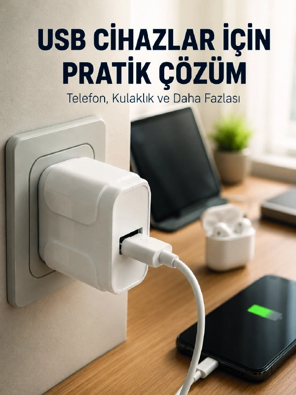 BUĞZ 12W USB Şarj Adaptörü 5V 2.4A Hızlı ve Güvenli Şarj Başlığı