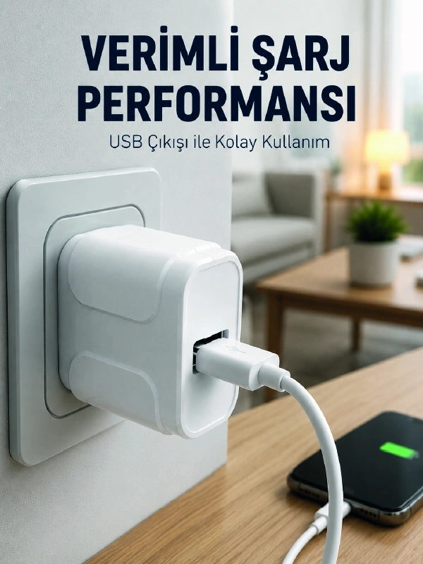 BUĞZ 12W USB Şarj Adaptörü Ev ve Ofis Kullanımına Uygun