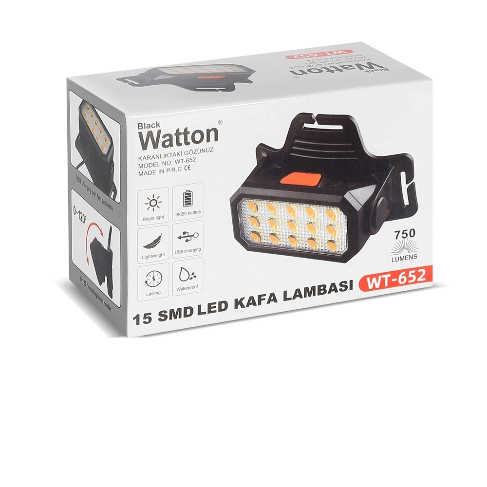 BUĞZ 15 Ledli Sarı / Beyaz Şarjlı Kafa Lambası  Wt-652