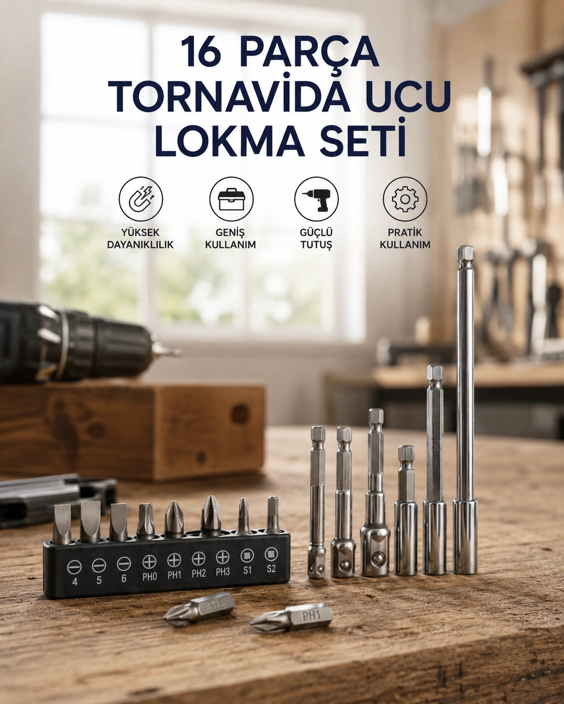 BUĞZ 16 Parça Bits, Adaptör Ve Tornavida Ucu Seti