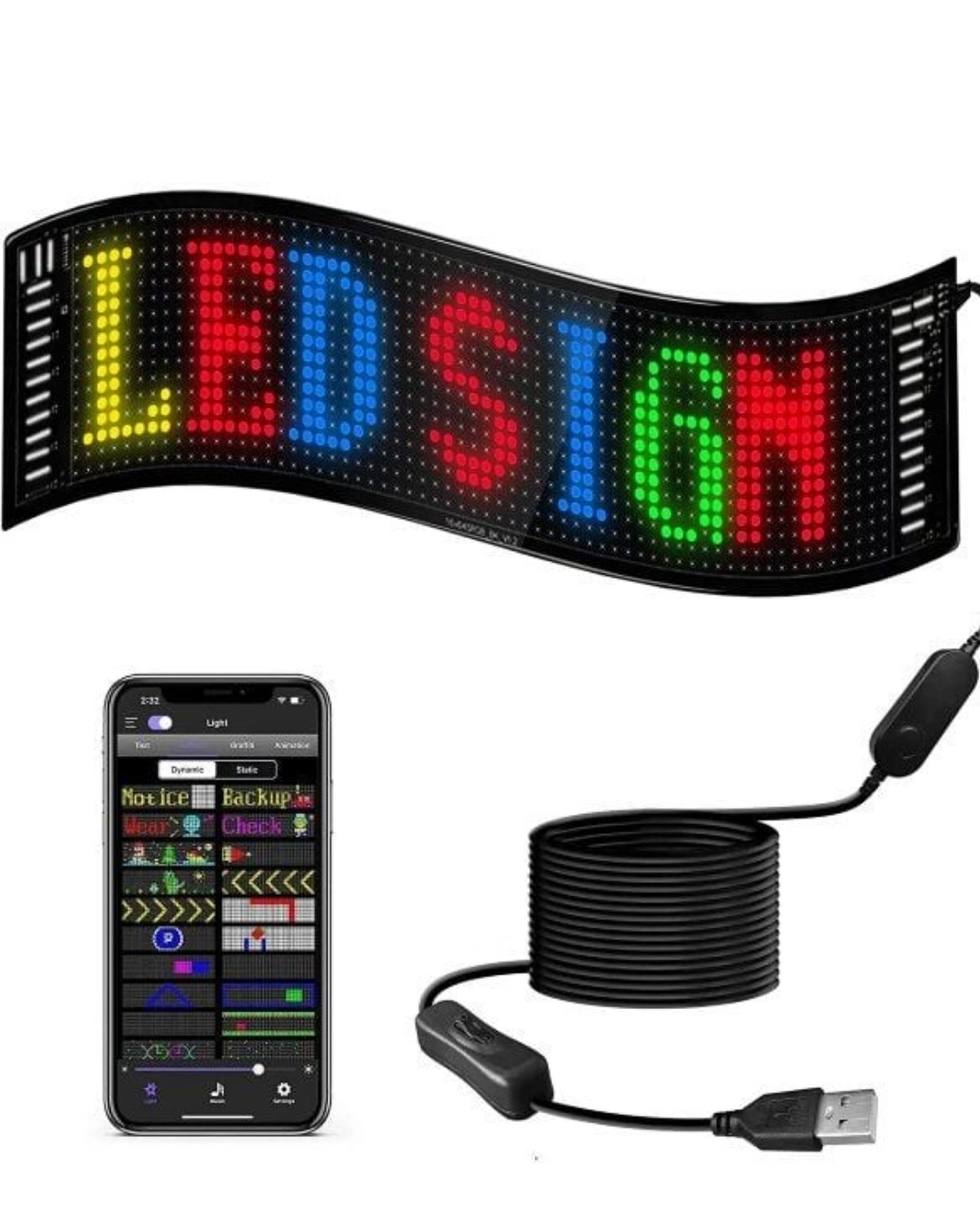 BUĞZ 16x96 LED Yazı Paneli 60 cm Esnek RGB Işıklı Programlanabilir Ekran