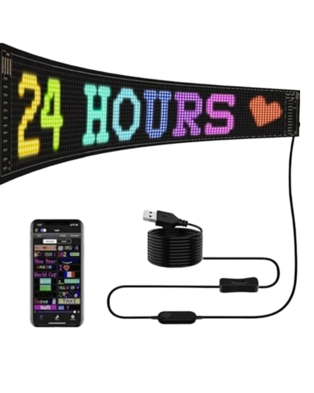 BUĞZ 16x96 LED Yazı Paneli 60 cm Esnek RGB Işıklı Programlanabilir Ekran