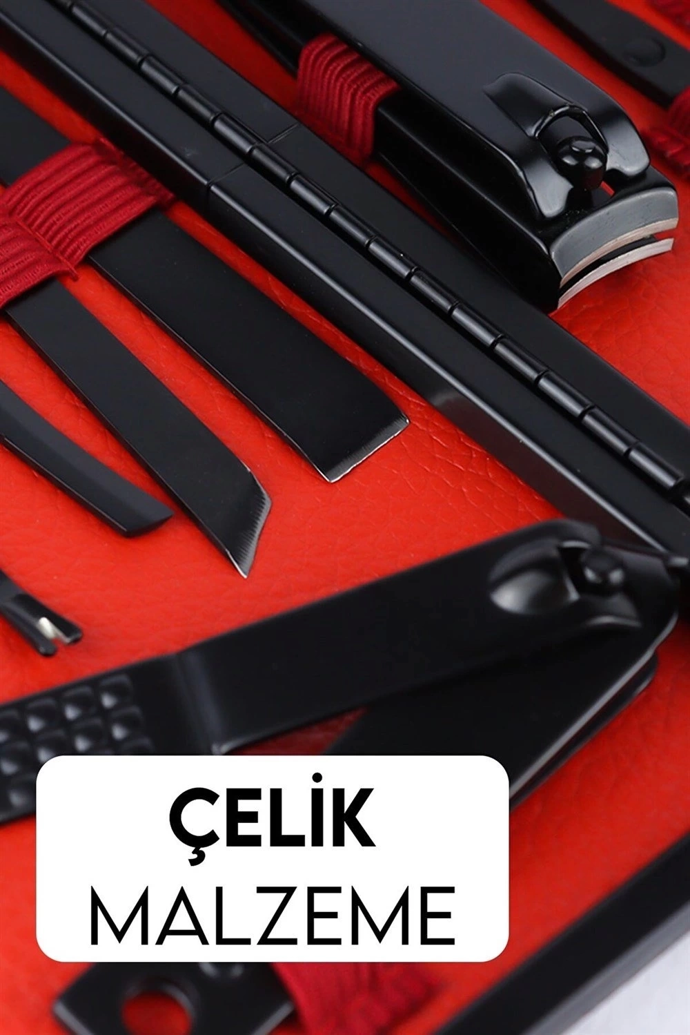 BUĞZ Deri Çantalı 17 Parça Manikür Çelik Set