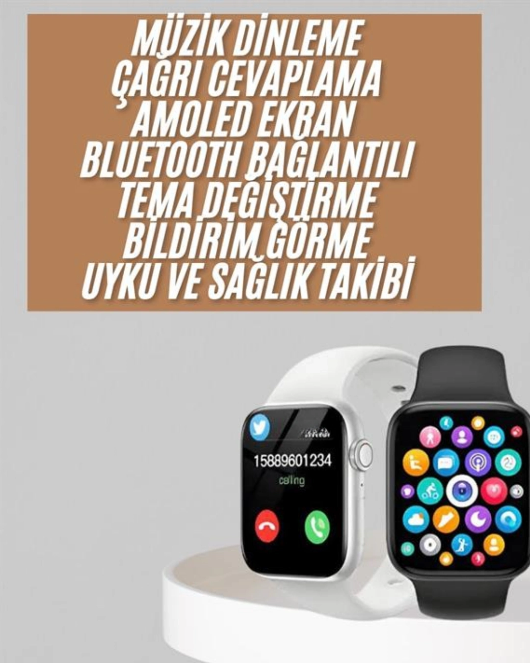 BUĞZ 1.83 İnç Akıllı Saat Android ve İOS Uyumlu Çağrı Cevaplayabilen Adımsayar GPS Takibi